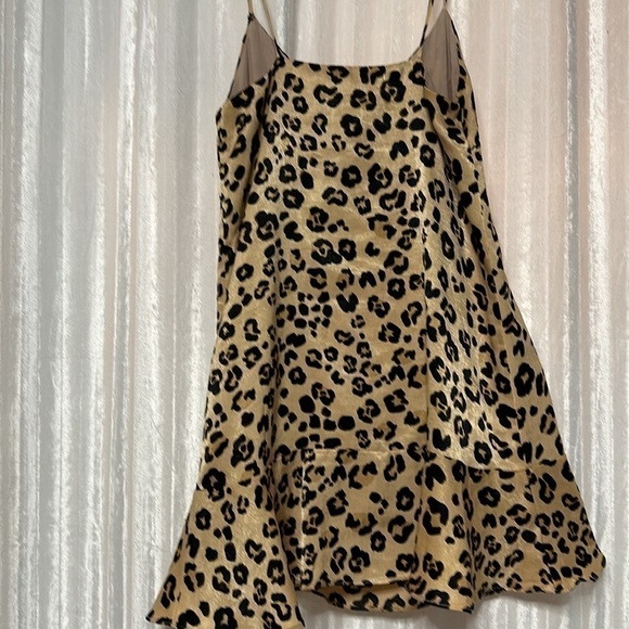 Olivaceous Cheetah Leopard Animal Print Sleeveless Ruffle Hem Slip Dress Small - Picture 5 of 8